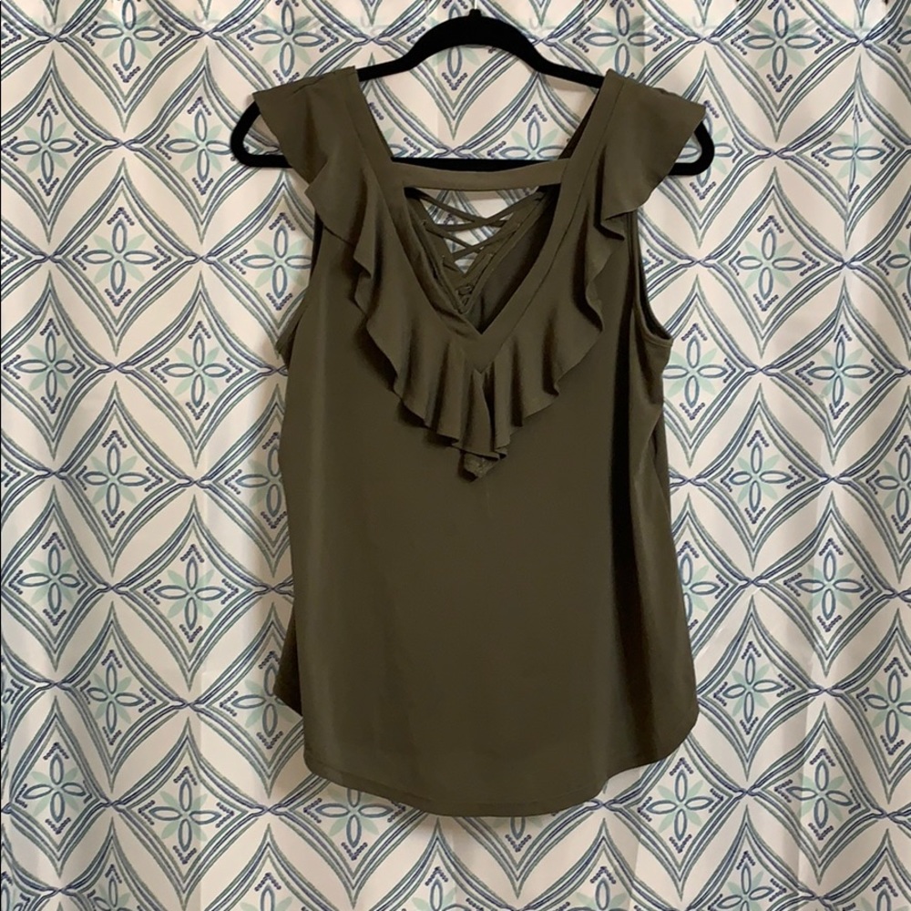 Olive green tank top/blouse - Picture 4 of 6